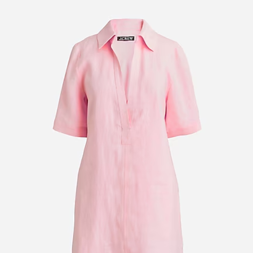 J. Crew Bungalow Popover Dress in Bubblegum Linen